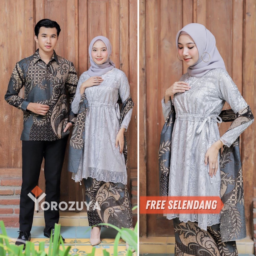 Couple Batik Kebaya Modern  Kebaya Tunik Kebaya Kondangan, Couple Kebaya, Kebaya Modern Hijab, Dress