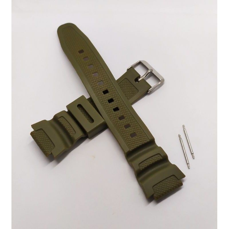 TALI STRAP JAM TANGAN CASIO AE-1000/ AE-1100/W-S200H/ SGW-300 / SGW-400/ SGW-500 WARNA HIJAU ARMY