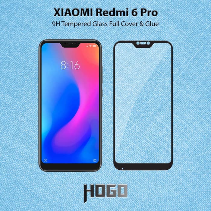 Xiaomi Redmi 6 Pro Tempered Glass HOGO Full Cover Glue