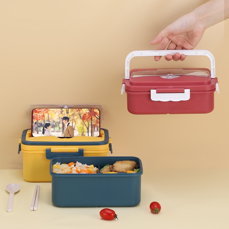 Lunch Box Sekat - Kotak Bekal Gratis Sendok Garpu BPA Free