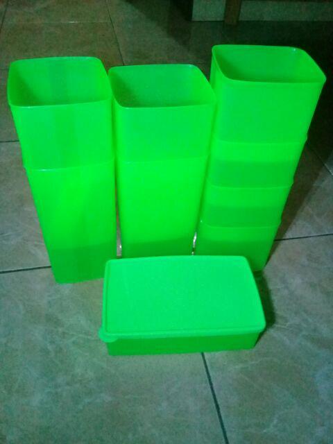 [indra Houseware]set Toples Plastik Isi 9pcs Smk 441 Hijau/ Wadah Saji
