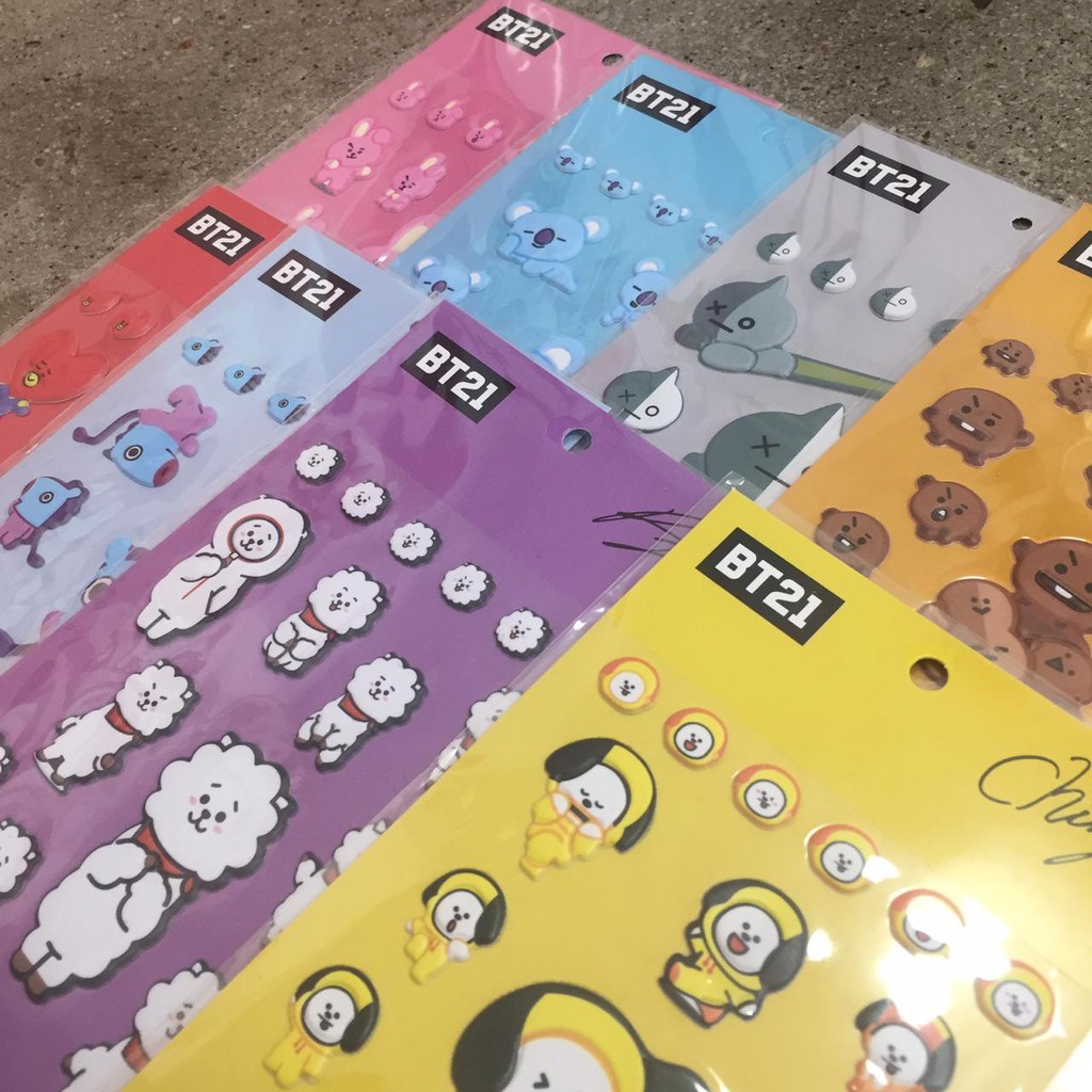 STICKER BT21 TIMBUL GAMBAR 3D BANGTANBOYS LABEL BERGAMBAR BT21 MURAH LUCU LABEL BANGTANBOYS IMPORT