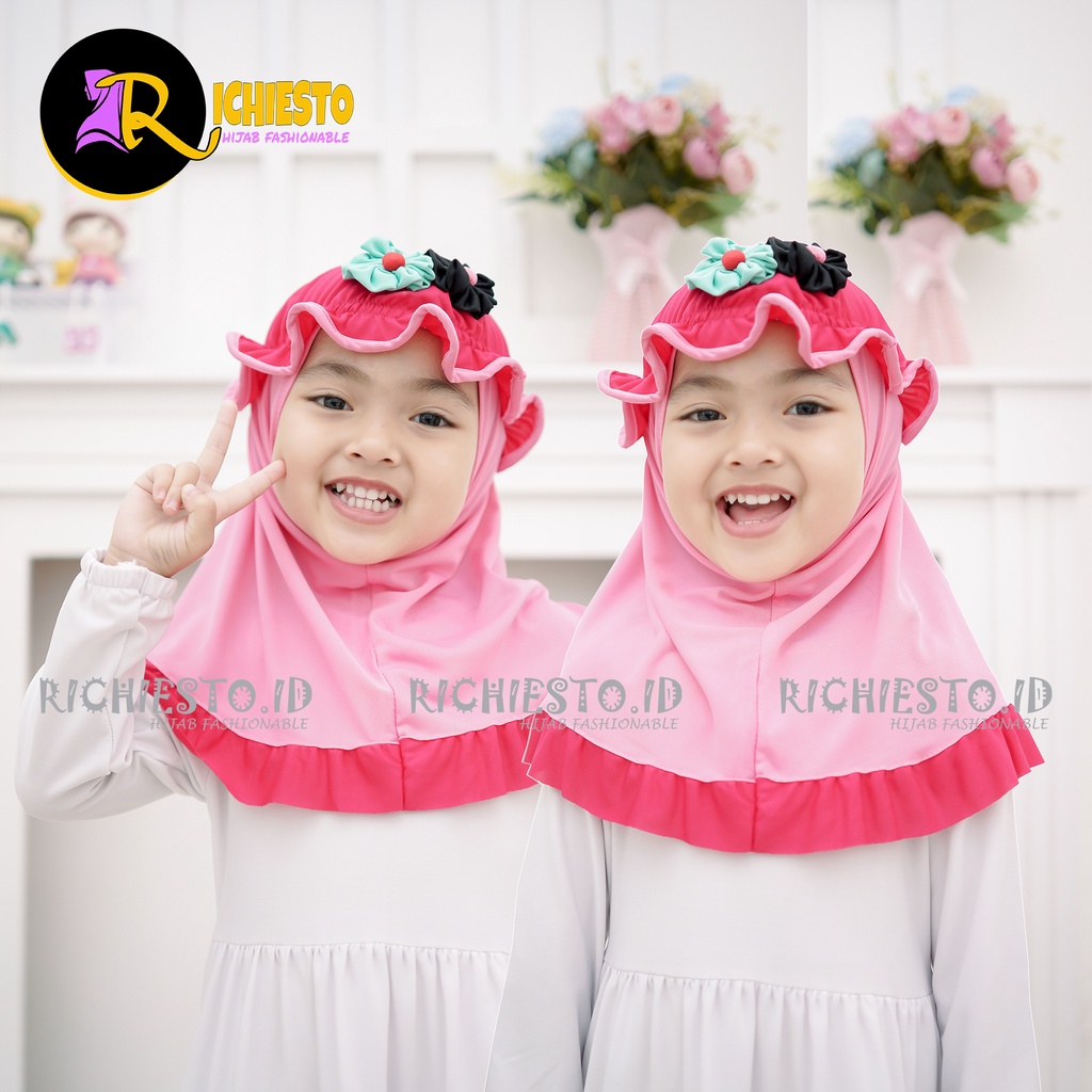 Jilbab Anak Bayi TOPI LIST POLOS Allsize 0-3 Tahun Hijab Instan Bayi  Lucu Kerudung Anak Perempuan Terbaru