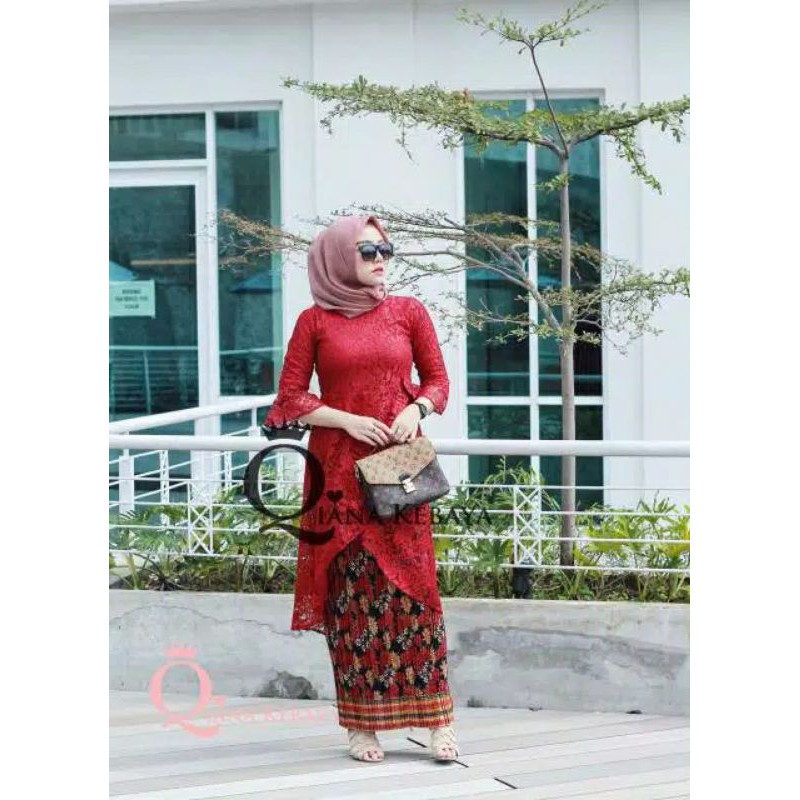 setelan kebaya srikandi rok plisket / kebaya wisuda / kebaya brokat