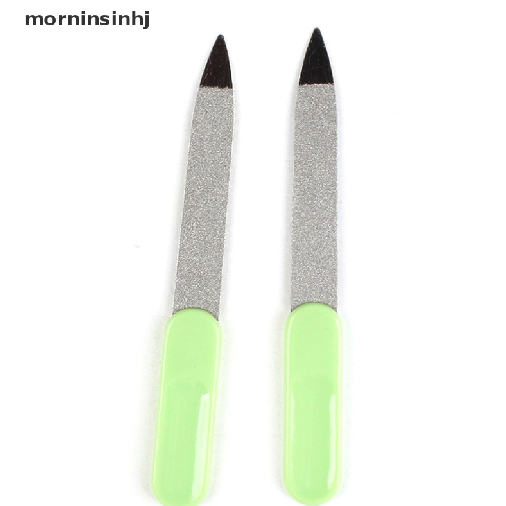 Mornin 2pcs Kikir Kuku Dua Sisi Bahan Stainless Steel Untuk Manicure Pedicure