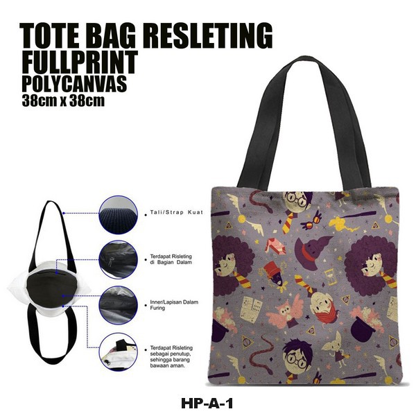 Tas / Tote Bag Polycanvas Full Print Resleting - Harry Potter Series.A