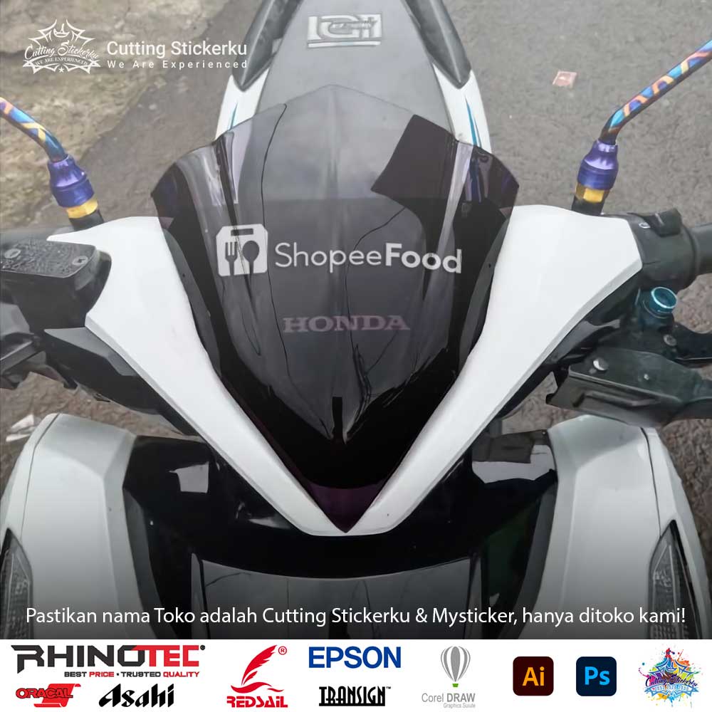 Cutting Stiker Shopee Food Variasi Motor Mobil Sticker Timbul Keren Nyala Dasbor Spakbor Visor Body Kaca Helm Laptop Hologram Reflective Tahan Air Bodi Samping Nama Jepang Aesthetic Pickup Anime Windshield