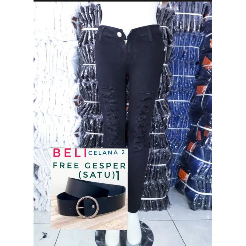 celana panjang jeans wanita Prada sobek terbaru//devafashion87