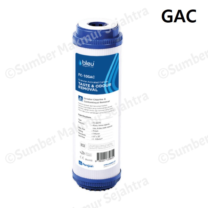 Penguin Bleu Cartridge GAC / Granular Active Carbon 10 inch FC-10-GAC