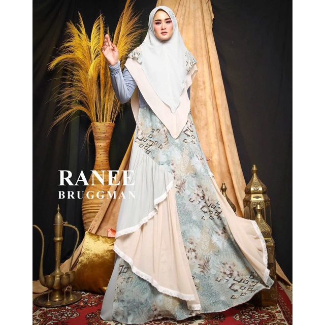 GAMIS SYARI AFIA BY RANEE BRUGGMAN SET KHIMAR | BAHAN CERRUTY UKURAN ALLSIZE MURAH TERBARU