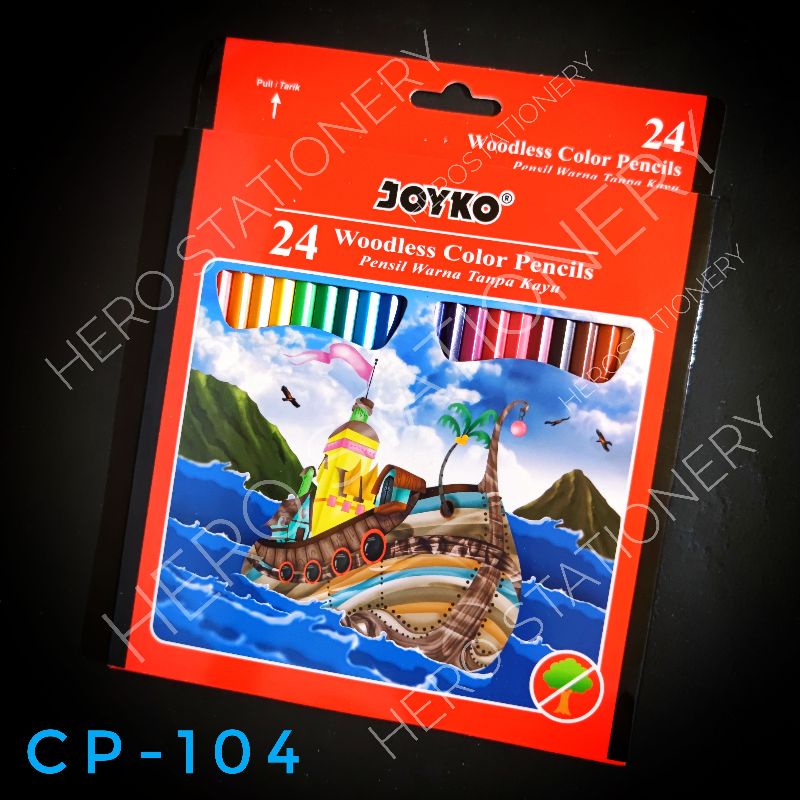 

Pensil warna joyko woodless tanpa kayu 24 warna CP-104
