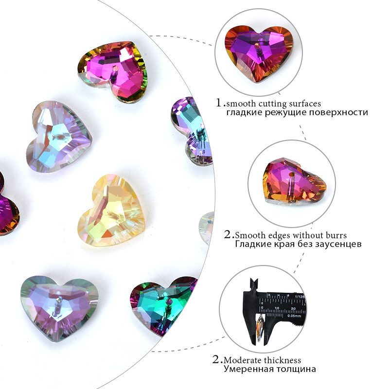 Love Heart Pendant Rhinestone Charms Manik -manik untuk Anting Kalung Gelang DIY 18mm Austria 6264