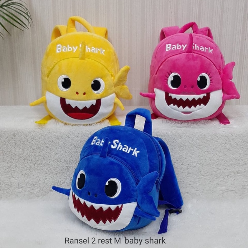 Tas Ransel Anak Coco Baby Shark Jeje 2Resleting/Tas Sekolah Anak Paud TK/Backpack