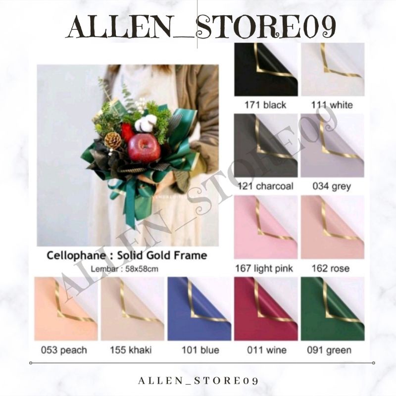 

GOLD LINE FLOWER WRAPPING COLOR TRANSPARENT CELLOPHANE KERTAS BUNGA