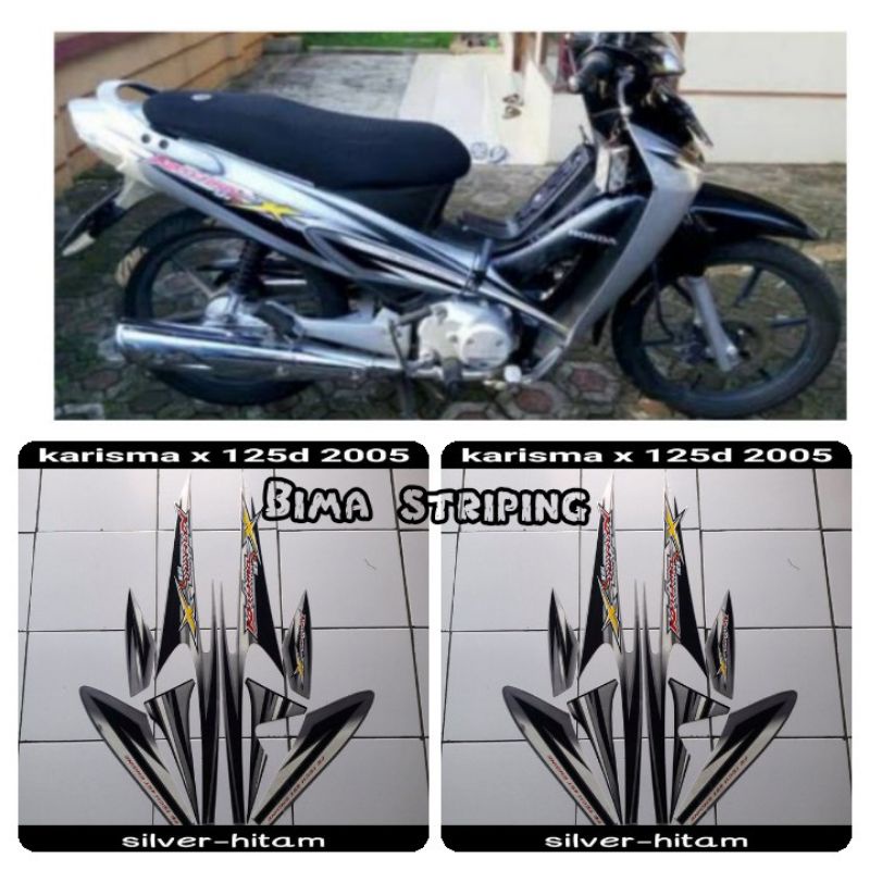 STIKER STRIPING LIS LES POLET BODY MOTOR KARISMA X 125 2005 SILVER HITAM
