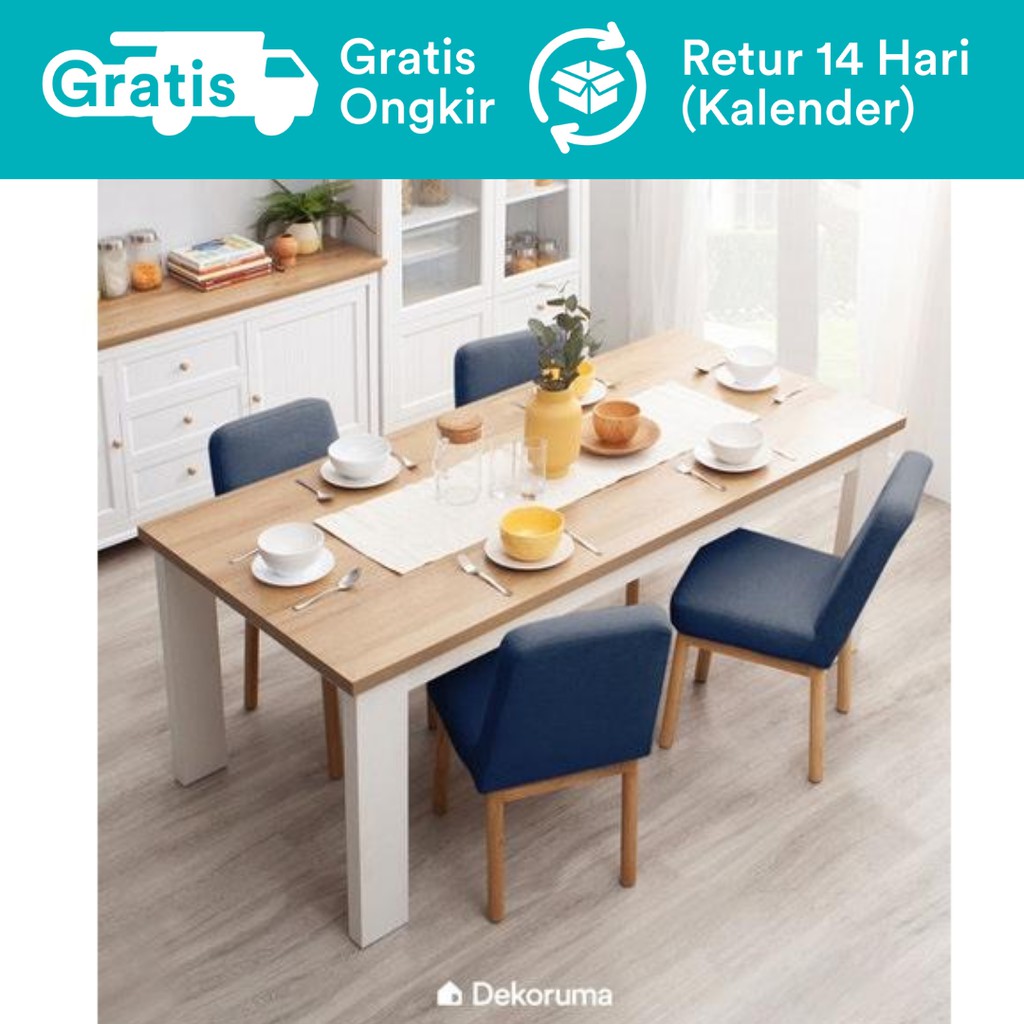 Dekoruma Set Meja Makan Minimalis 4 Kursi Eiji Dining 