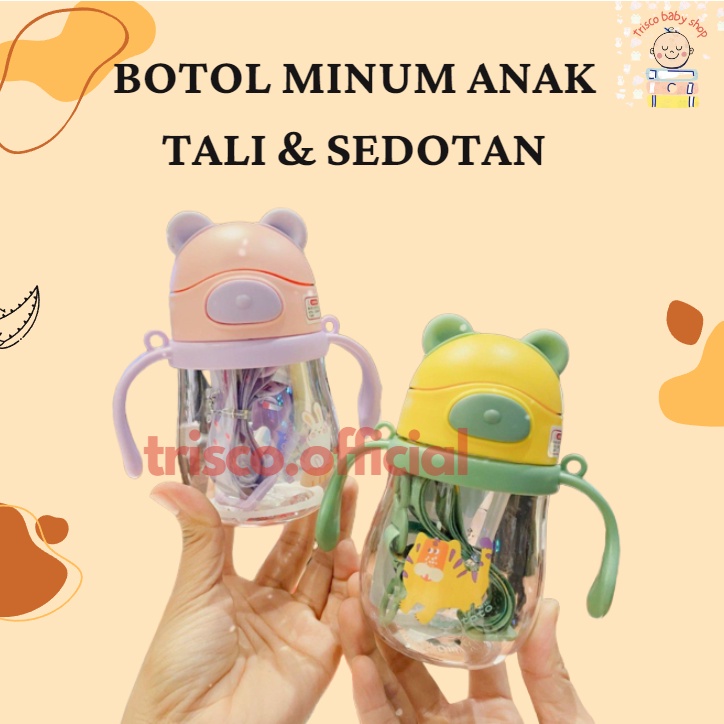 Botol Minum Anak/Karakter rabbit Bear Tutup Clip botol Kartun 250ML/Botol Jerami Anak/