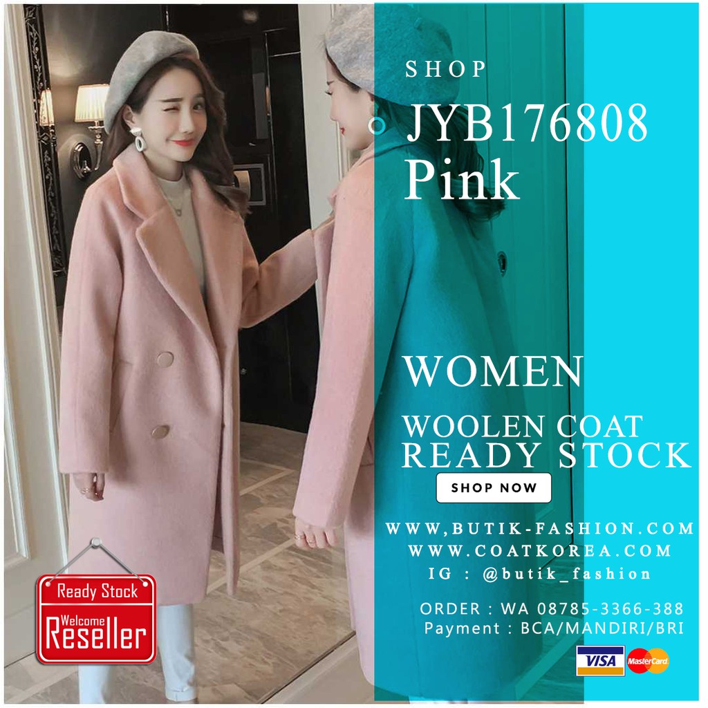PO - COAT WINTER - LONG COAT WANITA KOREA BIG SIZE - JYB176808 PINK