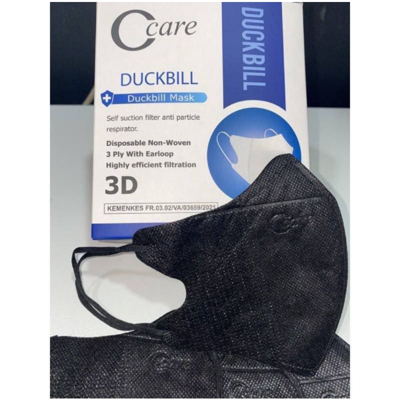 MASKER DUCKBILL C CARE HITAM ISI 50 PCS 3 PLAY WITH EARLOOP