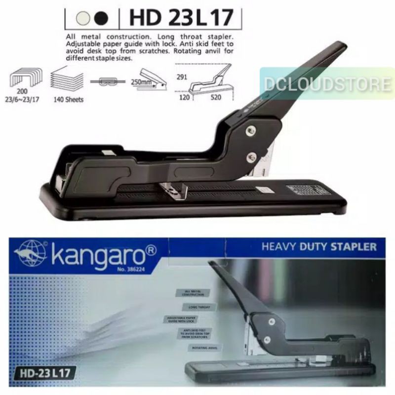 

Stapler Jilid Heavy Duty Kangaro HD-23L/17 Staples Jilid Pinggir dan Tengah HD 23L17
