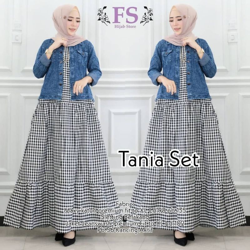 PROMO//GAMIS SETELAN SET JAKET JEANS WANITA PANJANG TERBARU 2021 KEKINIAN CANTIK MURAH FASHION MUSLI