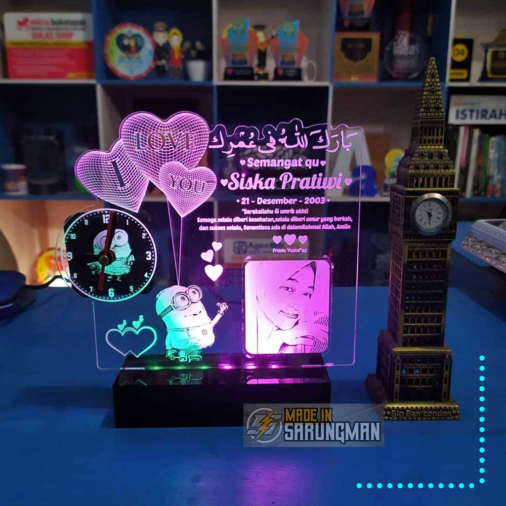 Lampu Hias Lampu tidur 3D  Lampu kamar Akrilik Custom Lampu Hias Led 3D Lampu Buat Kamar Tidur Lampu