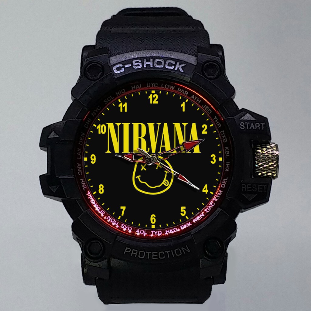 (ISTIMEWA BOSSQUE) JAM TANGAN NIRVANA LIST MERAH - EXCLUSIVE