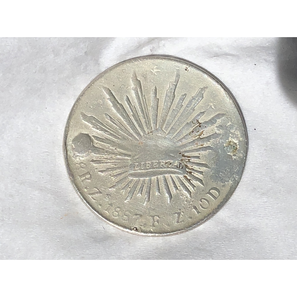 Koin perak silver coin 8 reales mexicana libertad 1887 kondisi jelek