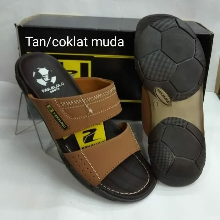 Sandal kulit pakalolo N2353 tan sendal casual pria ori