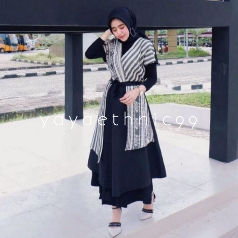 Dress tenun, busana tenun troso, baju wanita, baju kondangan, baju pesta tenun troso l