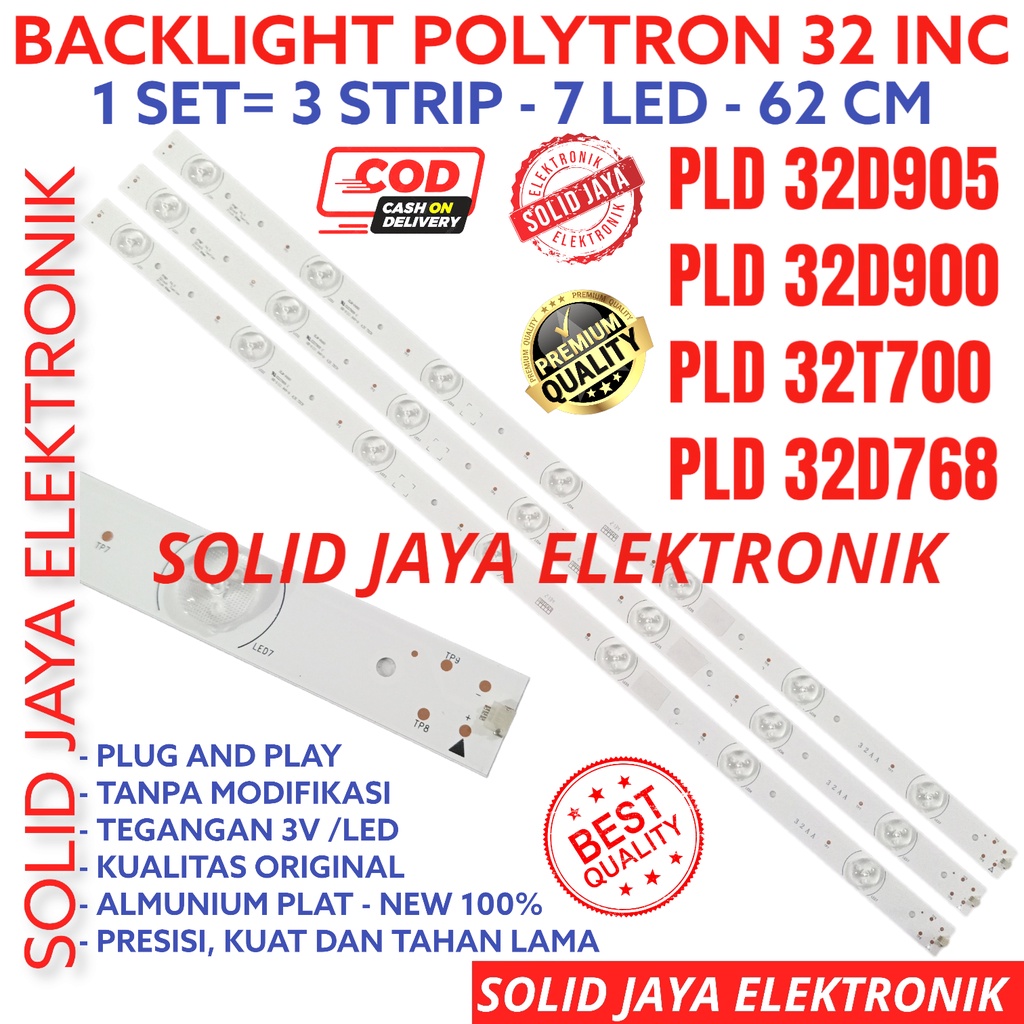 BACKLIGHT TV LED POLYTRON 32 INC PLD 32D905 32D900 32T700 32T768 LAMPU BL 7K 3V 7 KANCING 7LED 7K PLD32D905 PLD32D900 PLD32T700 PLD32D768 POLYTRON PLD-32D905 PLD-32D900 PLD-32T700 PLD-32D768 32INCH 32IN 32INC LAMPU BL 7 LAMPU LED INCH IN