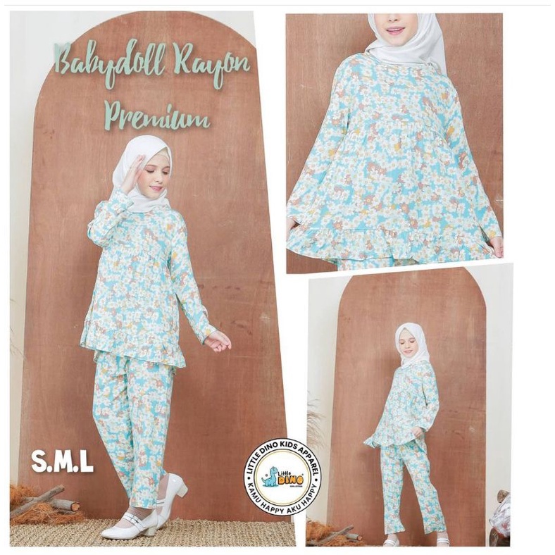 Setelan Anak Rayon One set Perempuan Flower Piyama Celana Panjang 4 5 6 7 tahun Baju Harian Anak Tanggung