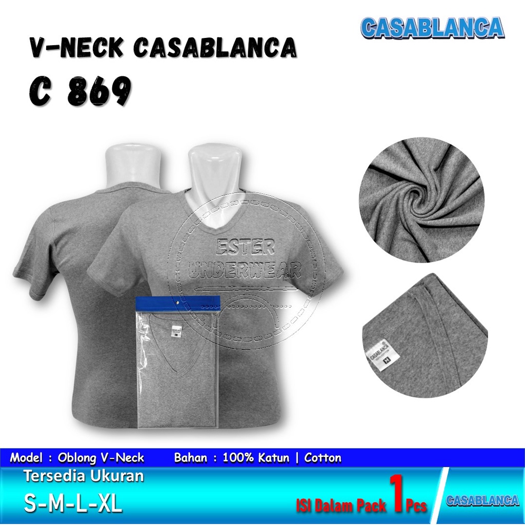 CASABLANCA Kaos Oblong Pria Dewasa V-Neck C 869 Isi-1