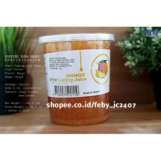 Popping Boba kemasan 1kg original. Poping boba. Popping boba mango lychee strawberry