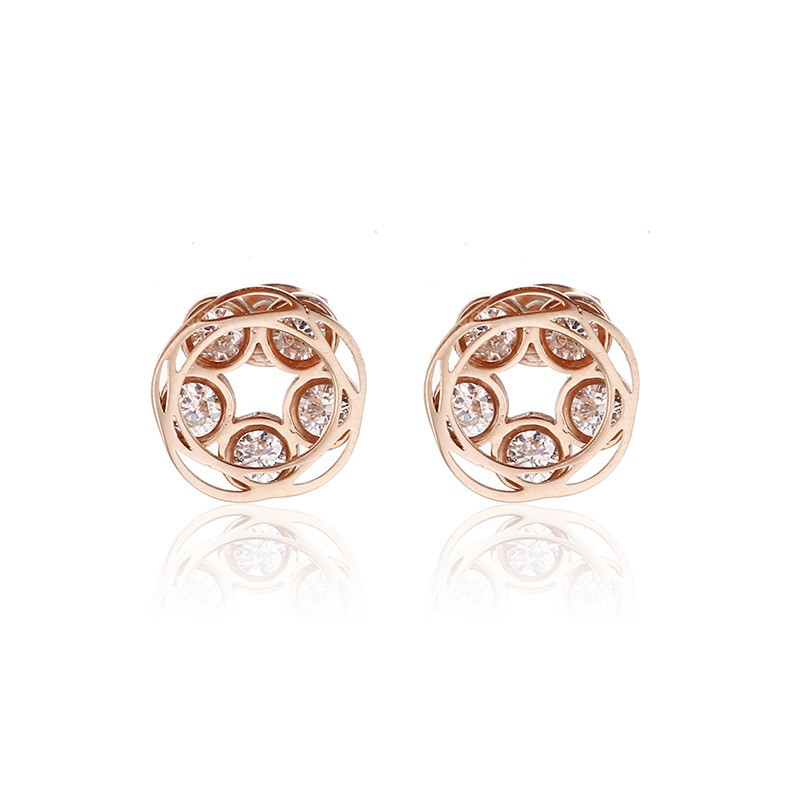 Anting Tusuk Fashion Korea Titanium Unik Batu Putih Rosegold - BE352