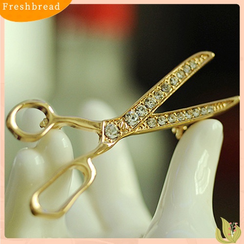 Terlaris Lovely Handmade Rhinestone Scissor Gold-Plated Brooch Pin Jewelry Best Xmas Gift