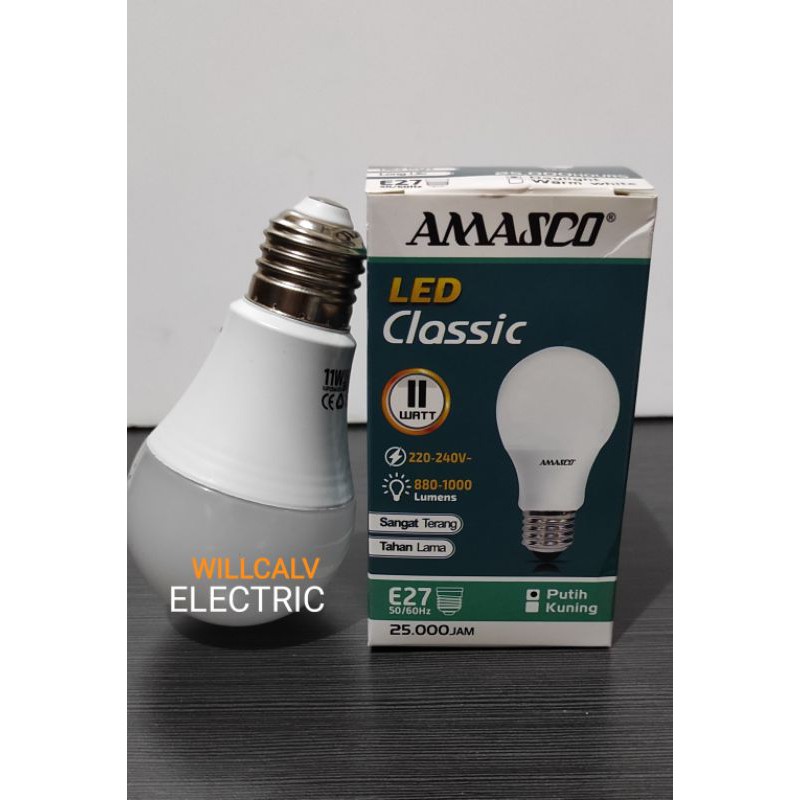 LAMPU LED AMASCO CLASSIC 11W  11WATT 11 W 11 WATT CAHAYA PUTIH