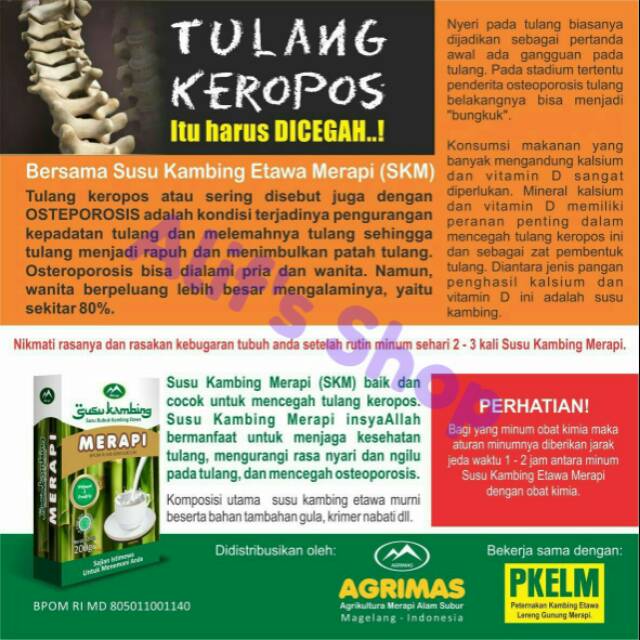 

Susu Bubuk Kambing Etawa Merapi Obat Herbal Terapi Osteoporosis Tulang Keropos