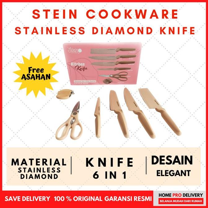 

Stein Knife Set Diamond Coating - Stein Pisau Set 6 In 1 Non Stick Mamazira40