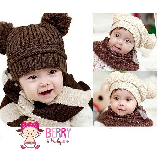 Berry Mart Topi Rajut Korea Bayi Impor Bear Berry Mart