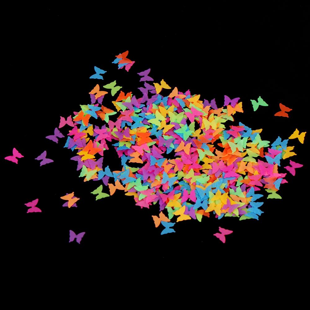 Sequin Flakes Fluorescence Bentuk Kupu-Kupu Untuk Nail Art Butterfly