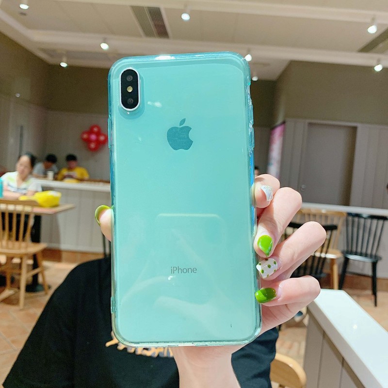 Warna transparan TPU soft case iPhone 11 Pro Max XS XR SE2 i6 7 8Plus Kasus Sederhana Case