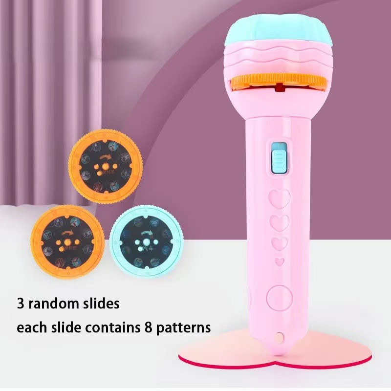 MOMMYCARE Mainan Anak Senter Proyektor / Fun Flashlight / Mainan Proyektor Gambar / Mainan Edukasi-#A19 Pink