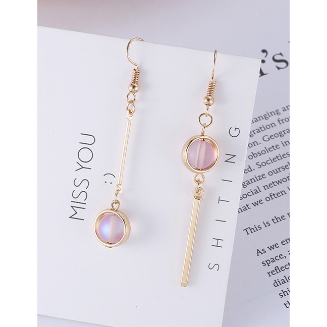 LRC Anting Gantung Fashion Gold Color Bead Decorated Earrings