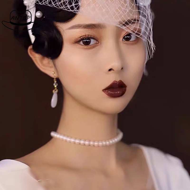 Kalung Choker Rantai Klavikula Hias Mutiara Gaya Korea Untuk Aksesoris Perhiasan ANTOP