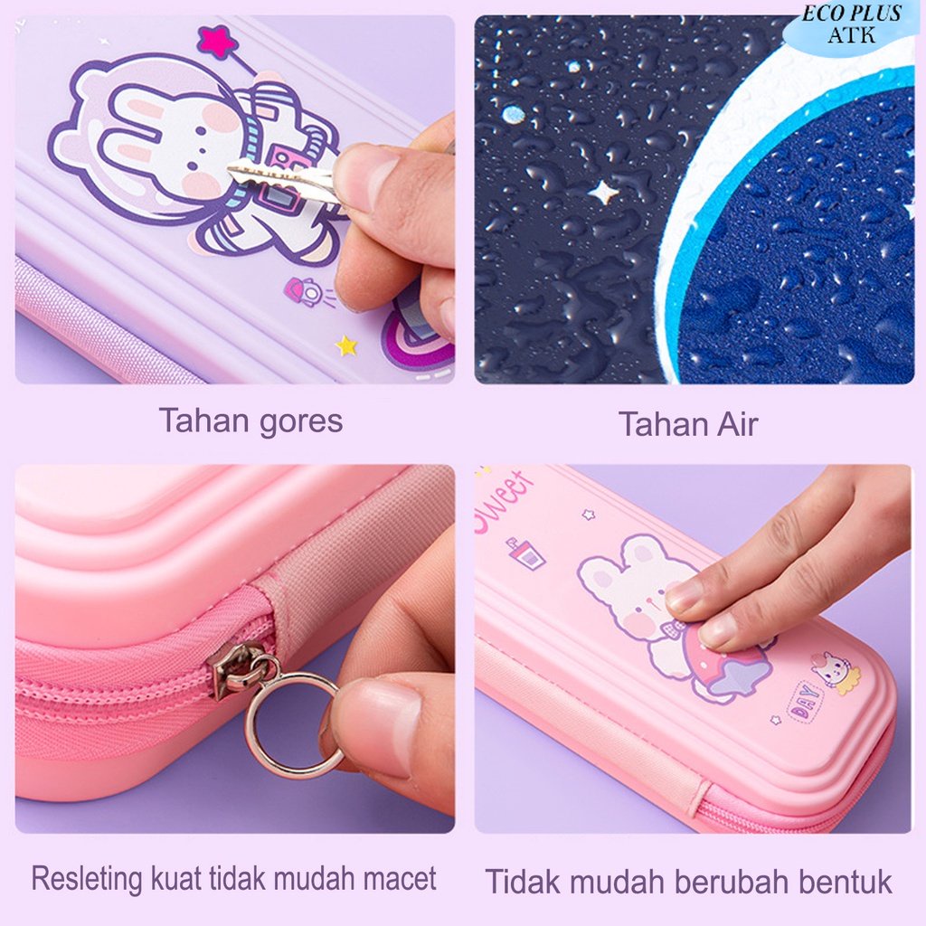 Pencil Case Tempat Pensil Kotak Antiair Perlengkapan Sekolah Dinosaurus Astronot Rabbit