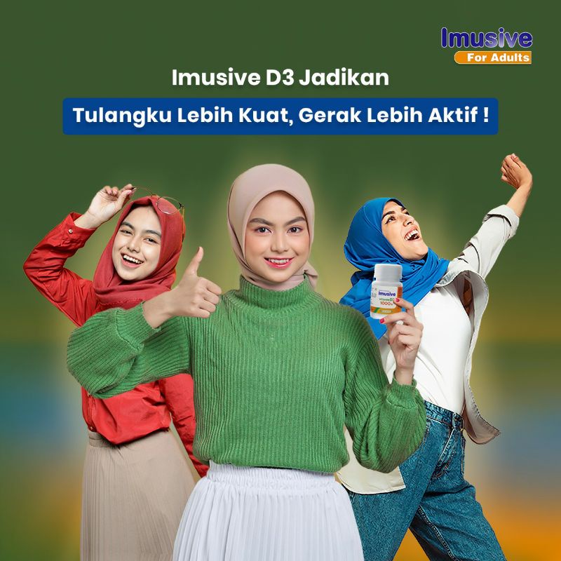 Imusive Vitamin D3 1000IU - 60 tablet -  Vitamin D3 /Vitamin Tulang Otot Sendi/Kalsium