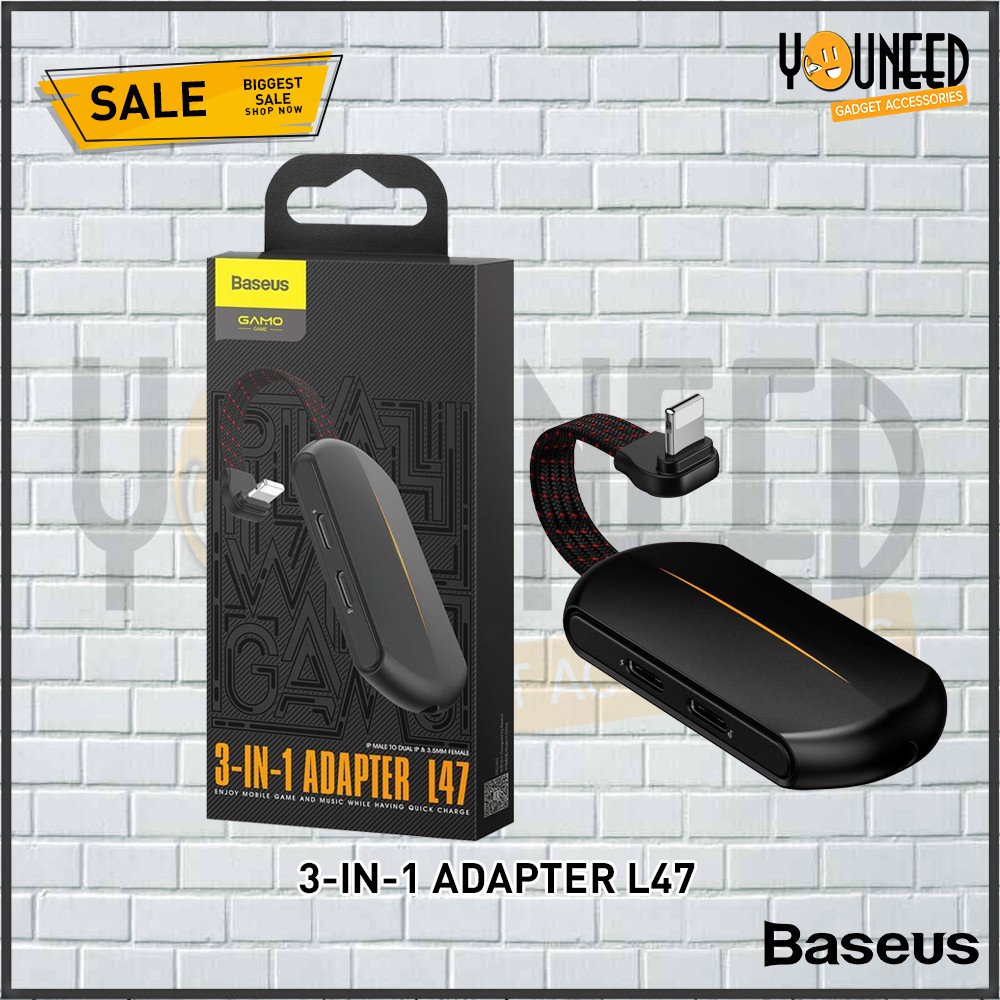 Baseus L47 iPhone Splitter Lightning to AUX + Lightning AUDIO + MIC