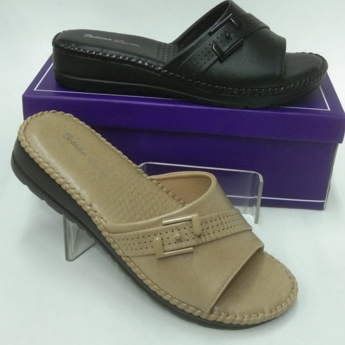 Sandal Selop Wanita Import Bettina Bs 1735 Terbaru Original - Hitam, 36 Murah