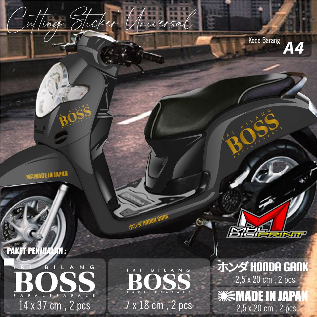 CUTTING STIKER IRI BILANG BOS - STRIPING IRI BILANG BOSS - SEMUA TIPE SCOOPY dan GENIO - A4 COD